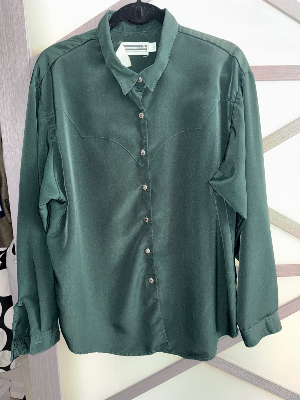Panhandle Slim Women's XL Green Western Button Up Shirt Cowgirl Ranchwear